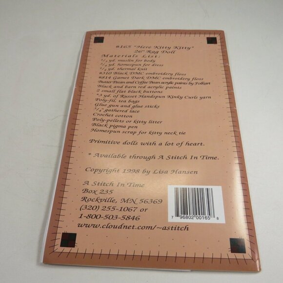 A STITCH IN TIME Pattern #165 & # 162...26" & 8" Rag Primitive Doll UNCUT - Picture 6 of 11